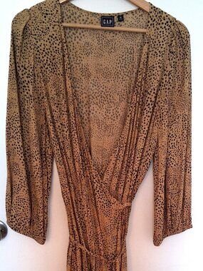 Vintage Gap Animal Print Wrap Long Wrap Dress Sz 16